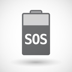 Isolated  battery icon with    the text SOS