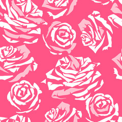 Seamless pattern with pink roses. Fashion natural background
