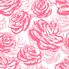 Seamless pattern with pink roses. Fashion natural background