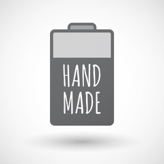 Isolated  battery icon with    the text HAND MADE