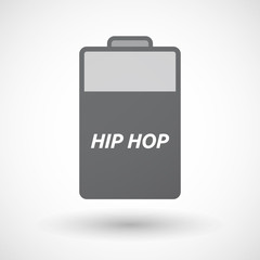 Isolated  battery icon with    the text HIP HOP