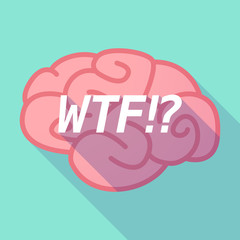 Long shadow pink brain icon with    the text WTF!?