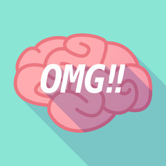 Long shadow pink brain icon with    the text OMG!!