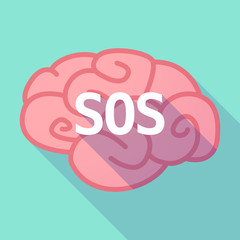 Long shadow pink brain icon with    the text SOS