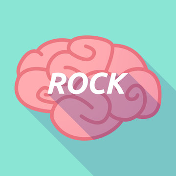 Long shadow pink brain icon with    the text ROCK