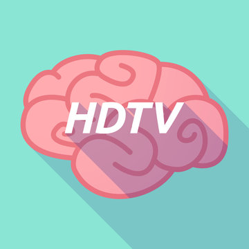 Long shadow pink brain icon with    the text HDTV