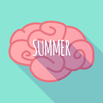 Long shadow pink brain icon with    the text SUMMER