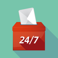 Long shadow ballot box with    the text 24/7