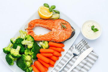 Crispy roasted salmon steak