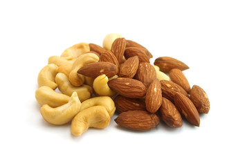 a pile of almonds and cashews