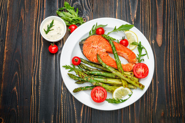 Crispy roasted salmon steak
