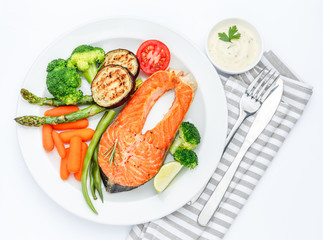 Crispy roasted salmon steak