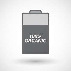 Isolated  battery icon with    the text 100% ORGANIC