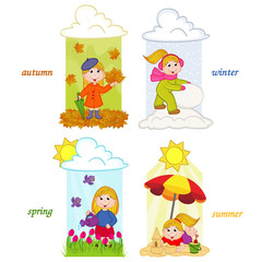 girl in four seasons of year - vector illustration, eps