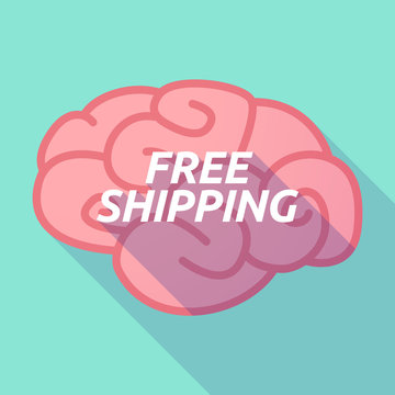 Long shadow pink brain icon with    the text FREE SHIPPING