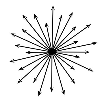 Black radial concentric arrows