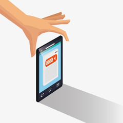 Smartphone icon. Social media marketing and communication theme. Colorful design. Vector illustration