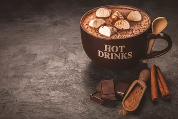 Crédence de cuisine en verre imprimé Chocolat Tasse de chocolat chaud