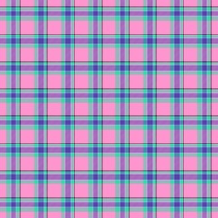 Pink and blue tartan texture seamless pattern