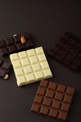 Chocolate bars on dark background