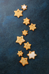 Fototapeta premium Christmas cookies on dark blue background