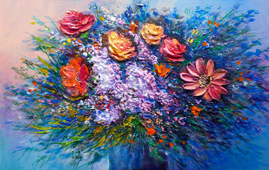 Oil painting flowers © serge-b