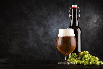 Beer glass on dark background