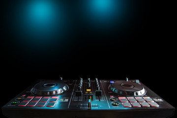 DJ Music night club, DJ technique - CD players and DJ console during the party. Prepared four your...