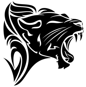 roaring  lion black and white vector design