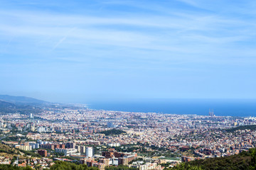 Top view of cityscape of Barcelona, Spain