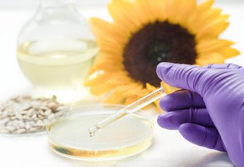 Analysis of sunflower oil in laboratory