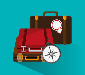 Baggage and compass icon. travel trip vacation and tourism theme. Colorful design. Vector illustration