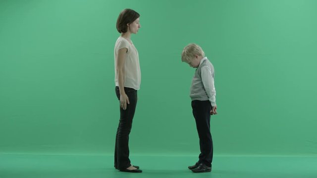 young woman is scolding the child