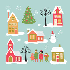 Fototapeta premium Christmas holiday hand drawing elements set for graphic and web