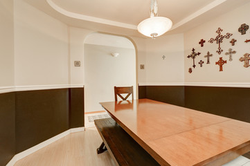 House exterior. Close up of garage door with driveway