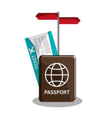Passport and ticket icon. travel trip vacation and tourism theme. Colorful design. Vector illustration