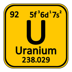 Periodic table element uranium icon. © konstan