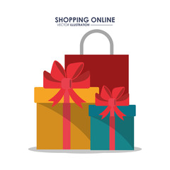 gift and bag icon. Shopping online ecommerce media and market theme. Colorful design. Vector illustration