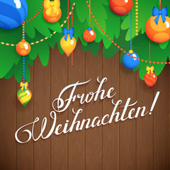 MERRY CHRISTMAS  inscription in German language hand lettering -- handmade calligraphy, vector 