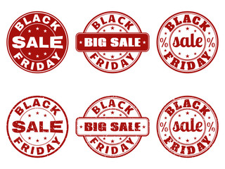 Set of Black Friday stamps on white