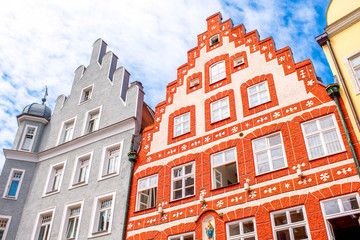 Fototapeta premium Colorful bavarian houses in the old town of Landshut city, Germany