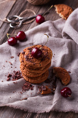 Oatmeal cookies on sackcloth