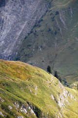 sunlight on hills in Alps
