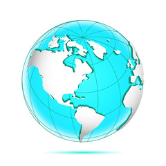 Image badge of globe with convex continents.