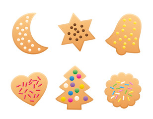 Christmas cookies variation - Isolated vector illustration on white background.