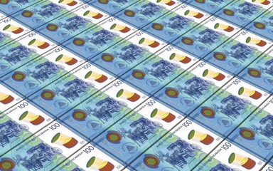 Nicaraguan cordoba bills stacks background. 3D illustration.