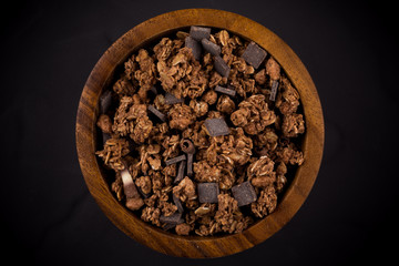 muesli with pieces of chocolate