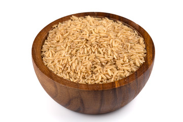 Rice in wooden bowl