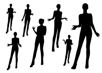 Gesturing woman silhouettes