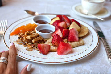 Pancakes with strawberries